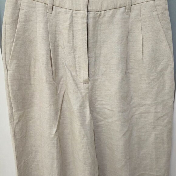 Wilfred Linen Slacks Women’s Size 6 Beige Wide Leg Pants - Picture 2 of 13